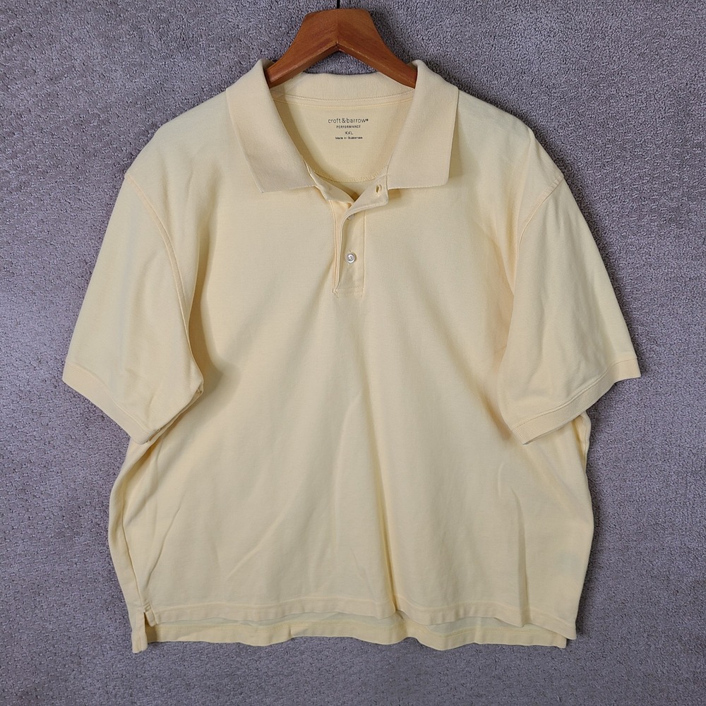 Croft & Barrow Shirt Mens XXL Yellow Polo Performance Cotton Short Sleeve Casual